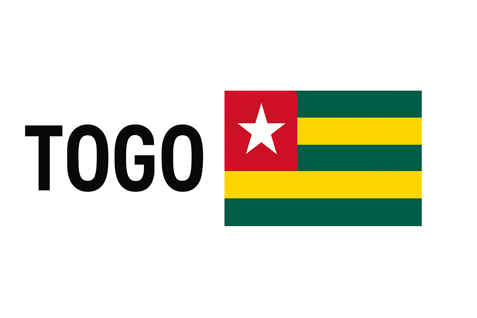 Drapeau du Togo avec inscription.