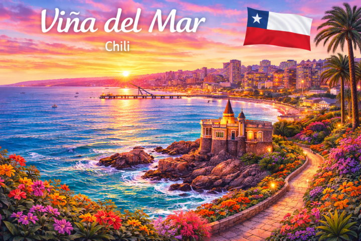 Coucher de soleil sur Viña del Mar, Chili